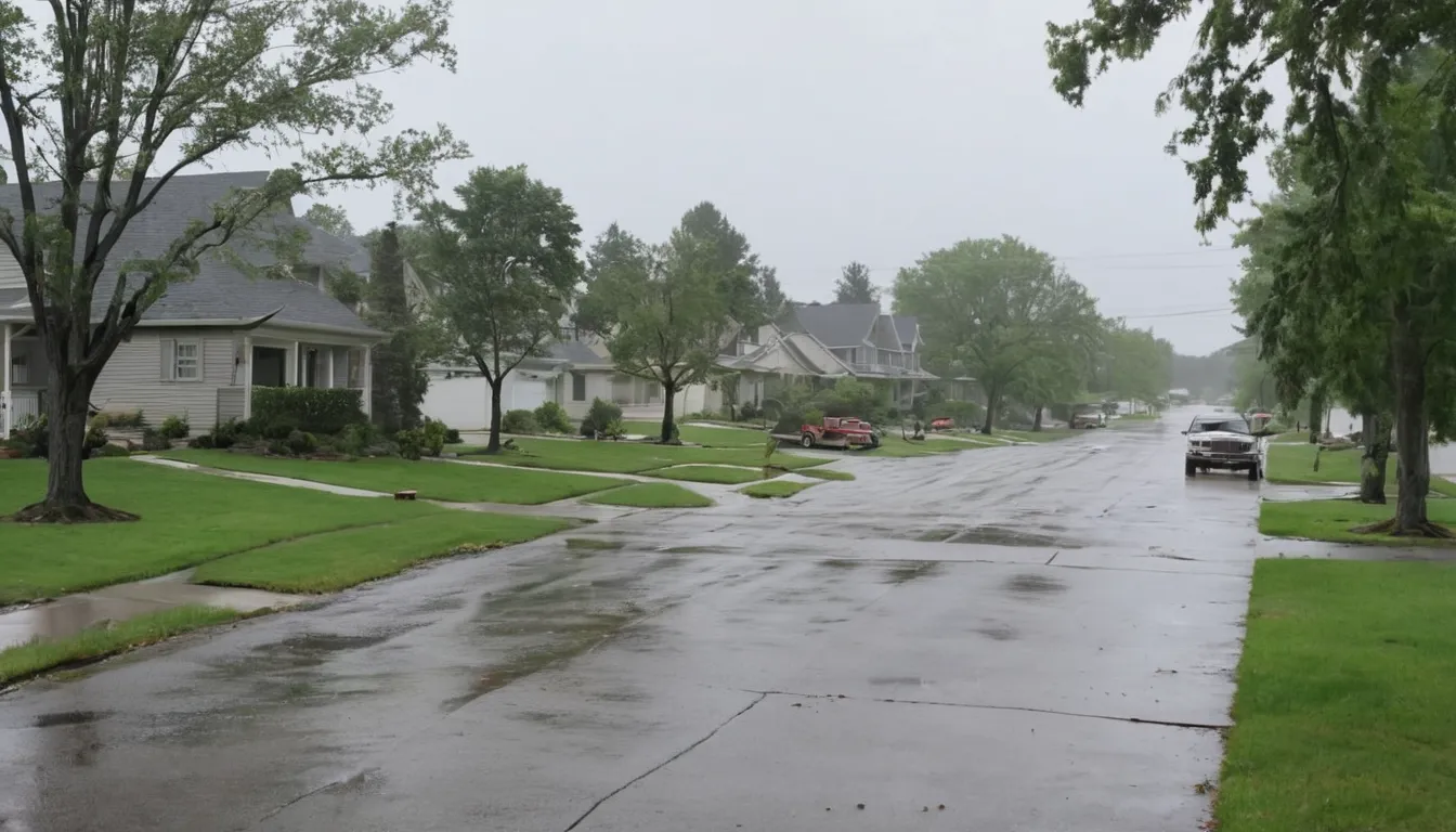 Storm-cleared yard on a quiet residential street in Elgin